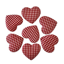 Load image into Gallery viewer, TXV Mart Fabric Heart Appliques | Appliques for DIY | Rustic Country Style set of 40pcs | Red & White Gingham Hearts for Sewing and Crafts-Craft Supplies-TXV Mart