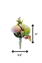 Load image into Gallery viewer, TXV Mart Wedding Boutonniere For Men | Groom Boutonniere | Pink Ranunculus White Hydrangea Boutonniere | Rustic Boutonniere-TXV Mart