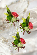 Load image into Gallery viewer, TXV Mart Pink Rose Boutonniere | Rose & Succulent Boutonniere | Groom Boutonniere | Wedding Prom Homecoming Graduation Silk Flowers-TXV Mart