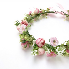 Load image into Gallery viewer, Blush Pink Flower Crown for Girls–Boho Adjustable Headband-Crown-TXV Mart