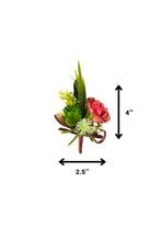 Load image into Gallery viewer, TXV Mart Pink Rose Boutonniere | Rose & Succulent Boutonniere | Groom Boutonniere | Wedding Prom Homecoming Graduation Silk Flowers-TXV Mart