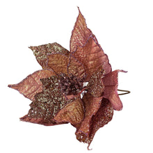 Load image into Gallery viewer, 11'' Diamond Poinsettia Pick | Glitter Christmas Flower | Holiday Tree or Wreath Decoration-TXV Mart