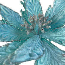 Load image into Gallery viewer, Poinsettia Pick | Glitter Holiday Floral Stem | Mint Green Leaf Ornament for Christmas Tree or Wreath-TXV Mart