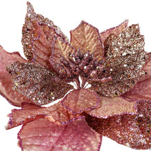 Load image into Gallery viewer, 11'' Diamond Poinsettia Pick | Glitter Christmas Flower | Holiday Tree or Wreath Decoration-TXV Mart