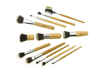 Load image into Gallery viewer, TXV Mart Professional Wooden Makeup Brush Set 12 Pieces with Travel Pouch | Bamboo Handles with Premium Ultra Soft Synthetic Bristles | Foundation Concealer Powder Eye Make up Brush Kit-TXV Mart