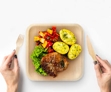 Load image into Gallery viewer, TXV Mart Disposable Palm Leaf Plates Square 10 Inch 25 Pack 100% Natural, Biodegradable and Compostable, Heavy Duty, Party, Weddings, Picnic, Holidays-disposal dinnerware-TXV Mart