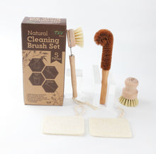 Load image into Gallery viewer, TXV Mart Eco-friendly Natural Wooden Kitchen Cleaning Brush Set, 5 piece, Wooden Dish Cleaning Brush Set, Loofah Dish Sponges, Dish and Bottle Scrubber Brushes-TXV Mart