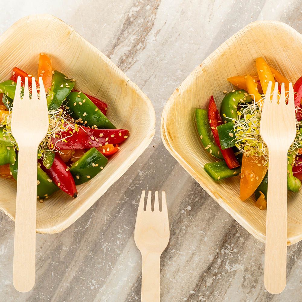 LotFancy Disposable Wooden Forks, 250 Pcs 6.5" Wood Biodegradable Compostable Utensils Cutlery