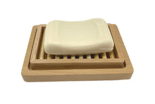 Load image into Gallery viewer, TXV Mart Wooden Beechwood Soap Dish, Soap Holder, Soap Saver for Bathroom, Shower Kitchen, Sink, Countertop with Top Tray for Draining and Bottom Tray to Contain Residual Water-TXV Mart