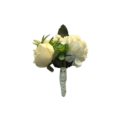 TXV Mart White & Cream Boutonniere | Rustic Wedding Flowers | Artificial Rose | Groom Boutonniere | Realistic Flowers | Rustic Style-TXV Mart