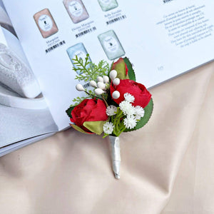 TXV Mart Wedding Boutonniere For Men | Groom Boutonniere | Boutonniere | Red Rose Boutonniere | Classic Wedding Flower-TXV Mart