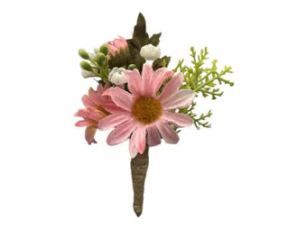 TXV Mart Classic Pink Daisy Boutonniere | Rustic Wedding Flowers | Groom & Groomsmen | Realistic Daisy Boutonniere | Rustic Charm |-TXV Mart