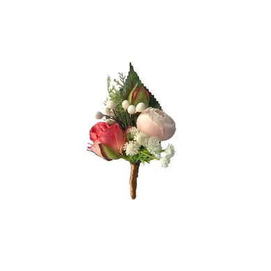 TXV Mart Wedding Boutonniere For Men | Groom Boutonniere | Pink and White Boutonniere | Rustic Wedding | Bohemian Boutonniere |-TXV Mart