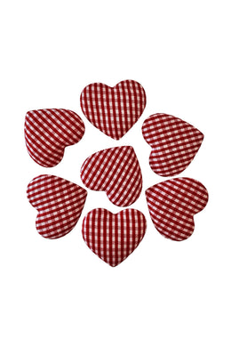TXV Mart Fabric Heart Appliques | Appliques for DIY | Rustic Country Style set of 40pcs | Red & White Gingham Hearts for Sewing and Crafts-TXV Mart