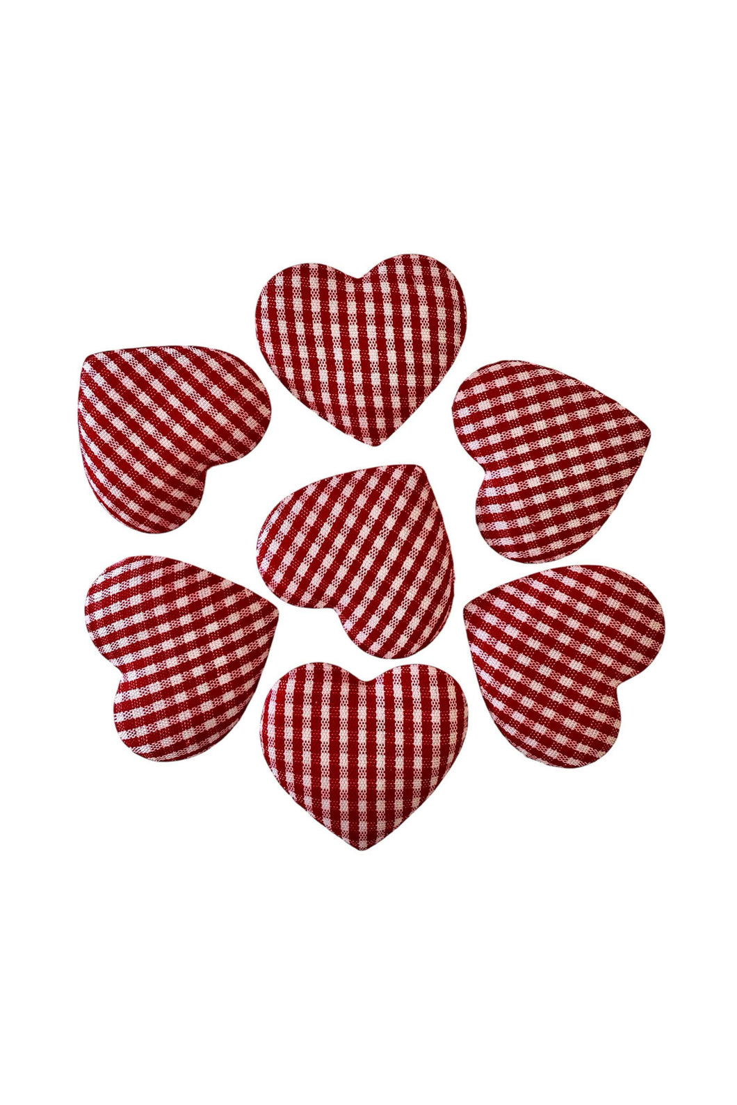 TXV Mart Fabric Heart Appliques | Appliques for DIY | Rustic Country Style set of 40pcs | Red & White Gingham Hearts for Sewing and Crafts-TXV Mart