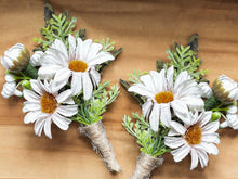 Load image into Gallery viewer, TXV Mart Classic Daisy Boutonniere | Rustic Wedding Flowers | Groom &amp; Groomsmen | Rustic Charm | Handmade Daisy Boutonniere.-TXV Mart
