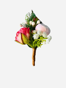 TXV Mart Wedding Boutonniere For Men | Groom Boutonniere | Pink and White Boutonniere | Rustic Wedding | Bohemian Boutonniere |-TXV Mart