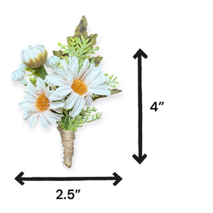 TXV Mart Classic Daisy Boutonniere | Rustic Wedding Flowers | Groom & Groomsmen | Rustic Charm | Handmade Daisy Boutonniere.-TXV Mart