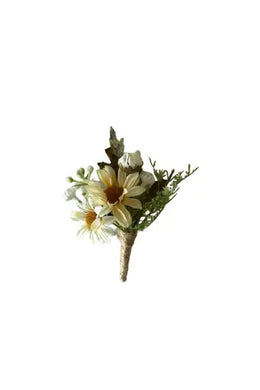 TXV Mart Elegant Cream Daisy Boutonniere | Rustic Wedding Accessory | Groom & Groomsmen | Handmade Daisy Boutonniere-TXV Mart
