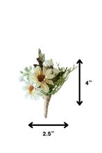 Load image into Gallery viewer, TXV Mart Elegant Cream Daisy Boutonniere | Rustic Wedding Accessory | Groom &amp; Groomsmen | Handmade Daisy Boutonniere-TXV Mart

