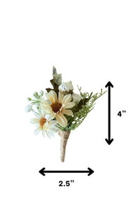 TXV Mart Elegant Cream Daisy Boutonniere | Rustic Wedding Accessory | Groom & Groomsmen | Handmade Daisy Boutonniere-TXV Mart
