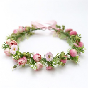 Blush Pink Flower Crown for Girls–Boho Adjustable Headband-Crown-TXV Mart