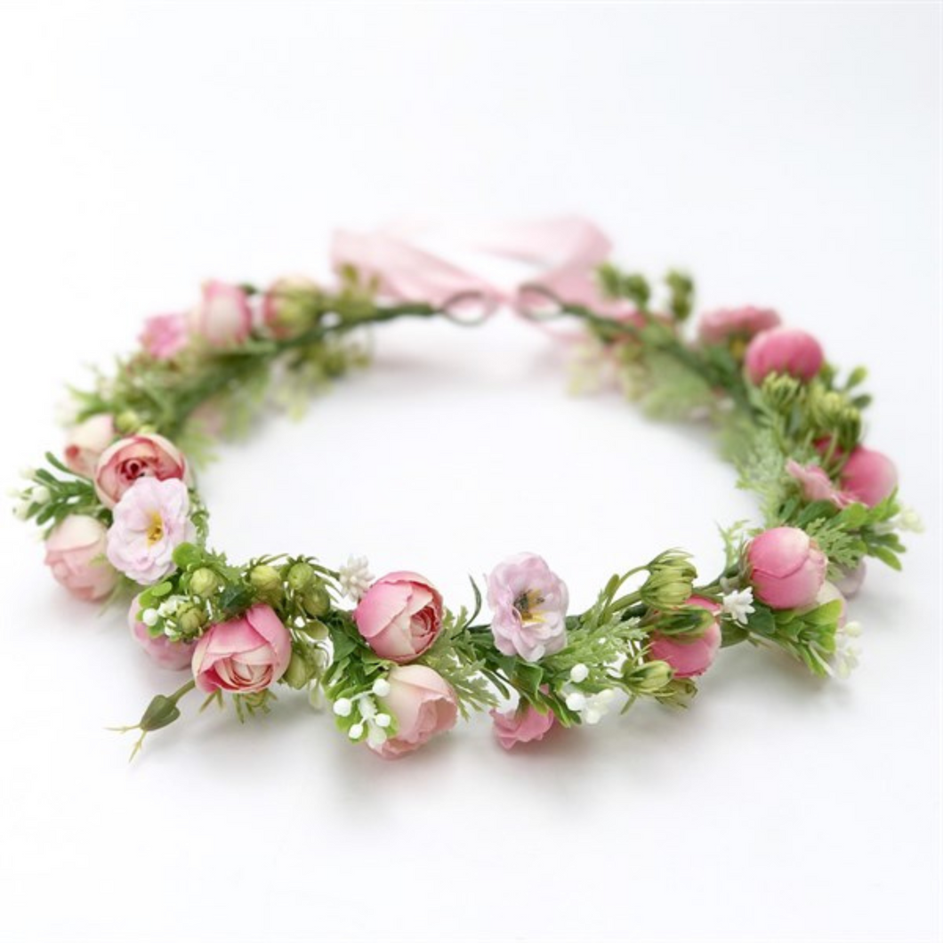 Blush Pink Flower Crown for Girls–Boho Adjustable Headband-Crown-TXV Mart