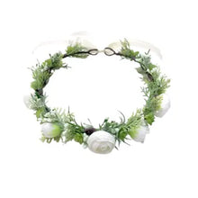 Load image into Gallery viewer, TXV Mart White Ranunculus Flower Crown – 22&quot; Full Circle Boho Halo with Greenery &amp; Faux Succulents – Bridal or Flower Girl Headpiece-TXV Mart
