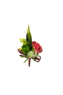 TXV Mart Pink Rose Boutonniere | Rose & Succulent Boutonniere | Groom Boutonniere | Wedding Prom Homecoming Graduation Silk Flowers-TXV Mart
