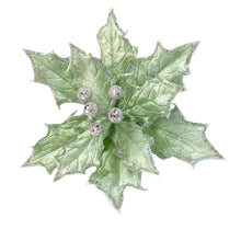 Load image into Gallery viewer, SM Poinsettia Pick | Glitter Holly Leaf Stem | Christmas Tree Decoration or Holiday Craft Accent-TXV Mart
