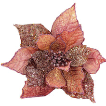 Load image into Gallery viewer, 11&#39;&#39; Diamond Poinsettia Pick | Glitter Christmas Flower | Holiday Tree or Wreath Decoration-TXV Mart
