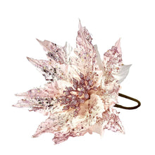 Load image into Gallery viewer, 9&quot; Diamond Poinsettia Pick | Glitter Christmas Flower | Tree Topper or Gift Decor Clip-TXV Mart
