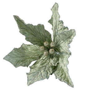 Diamond Poinsettia Pick | Glitter Christmas Flower | Holiday Wreath & Tree Decoration-TXV Mart