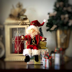 Mini Santa | Red Velvet Holiday Decor | Classic Santa Figurine for Tree or Shelf Display-TXV Mart