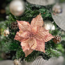 Load image into Gallery viewer, 11&#39;&#39; Diamond Poinsettia Pick | Glitter Christmas Flower | Holiday Tree or Wreath Decoration-TXV Mart
