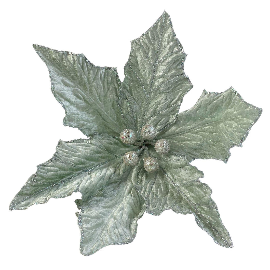 Diamond Poinsettia Pick | Glitter Christmas Flower | Holiday Wreath & Tree Decoration-TXV Mart