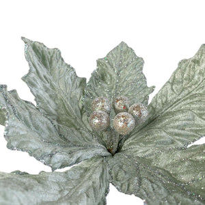Diamond Poinsettia Pick | Glitter Christmas Flower | Holiday Wreath & Tree Decoration-TXV Mart