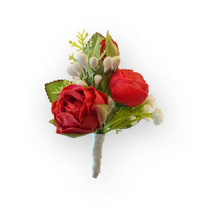 TXV Mart Wedding Boutonniere For Men | Groom Boutonniere | Boutonniere | Red Rose Boutonniere | Classic Wedding Flower-TXV Mart