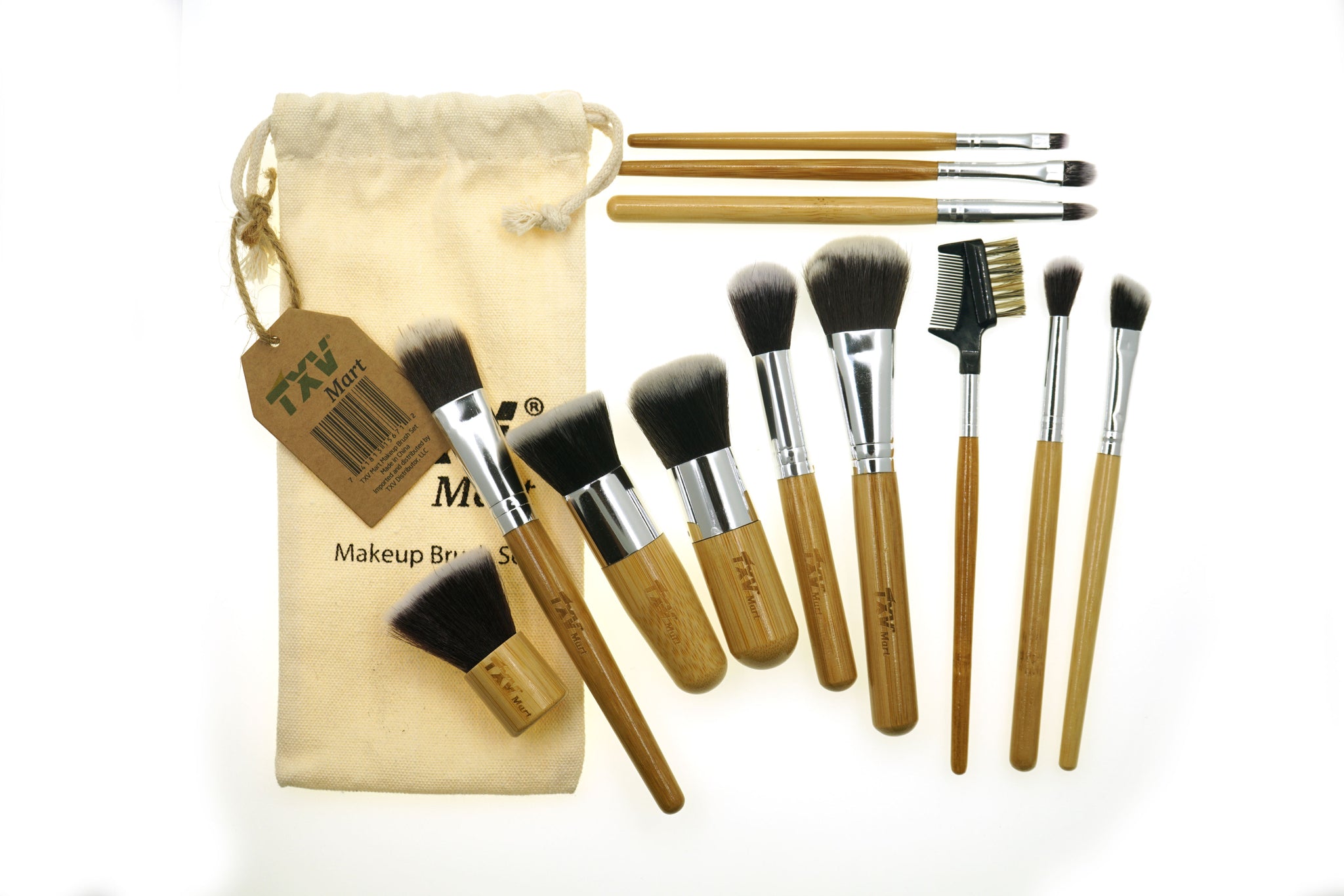 Professional Wooden Makeup Brush Set of 12 Travel Pouch