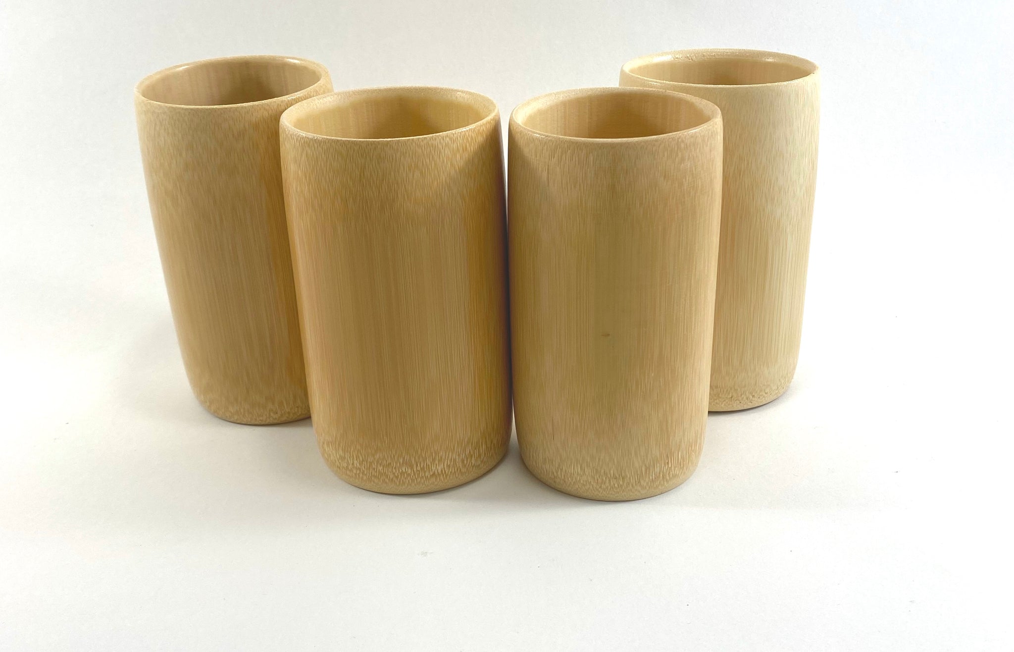Bamboo Drinking Cup Sets Lids 70mm 88mm Reusable Wooden With Straw