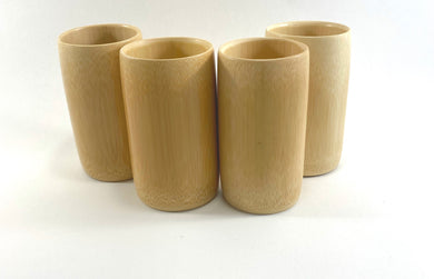 TXV Mart | Disposable or Reusable Natural Bamboo Wood Drinking Cup 12 oz | Wooden Tea Cup Coffee Mug Wine Mug, 4 Pack-disposal dinnerware-TXV Mart