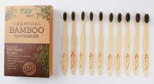 Load image into Gallery viewer, TXV Mart | Eco-friendly Natural Charcoal Bamboo Toothbrush | BPA Free Biodegradable Handle (Pack of 10 individual boxes)-TXV Mart
