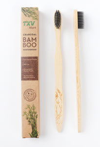 TXV Mart | Eco-friendly Natural Charcoal Bamboo Toothbrush | BPA Free Biodegradable Handle (Pack of 10 individual boxes)-TXV Mart