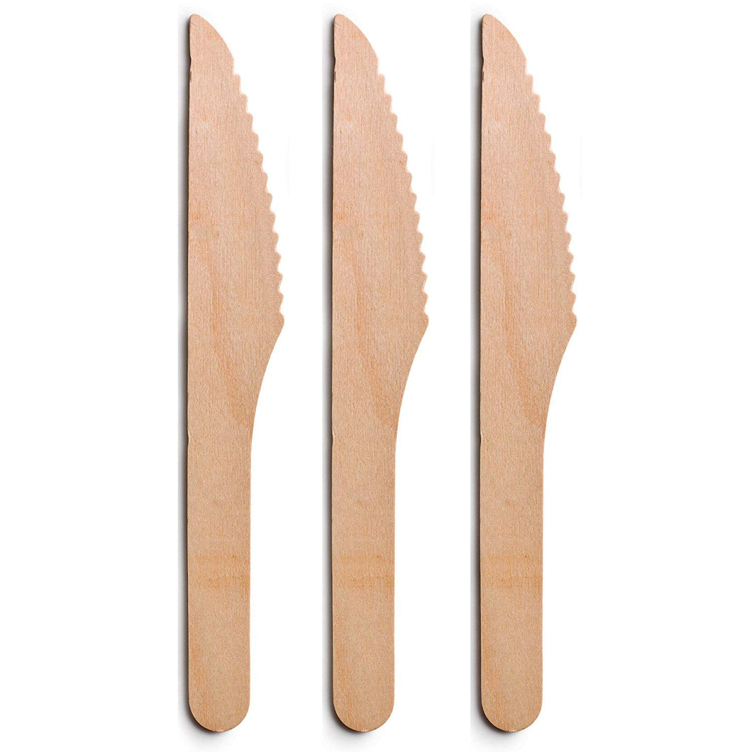 TXV Mart Wooden Knives Disposable, 100pcs, 6in Biodegradable Knives, Compostable Knives, Wooden Cutlery, Wooden Knife-Disposal Dinnerware-TXV Mart