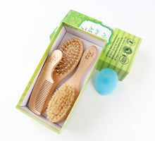 Load image into Gallery viewer, TXV Mart Eco-friendly Natural Wooden Baby Hairbrush and Comb Set for Newborns and Toddlers, Soft Goat Hair Bristles, Healthier Scalp, Reduce Cradle Cap, Toddler Comb, Scalp Grooming, Baby Registry-TXV Mart
