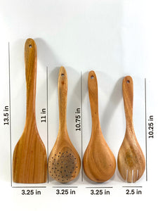 TXV Mart | Natural Wooden Cooking Utensils, Reusable Scratch Resistant Non-Stick Pans | Set of 4 pcs-TXV Mart